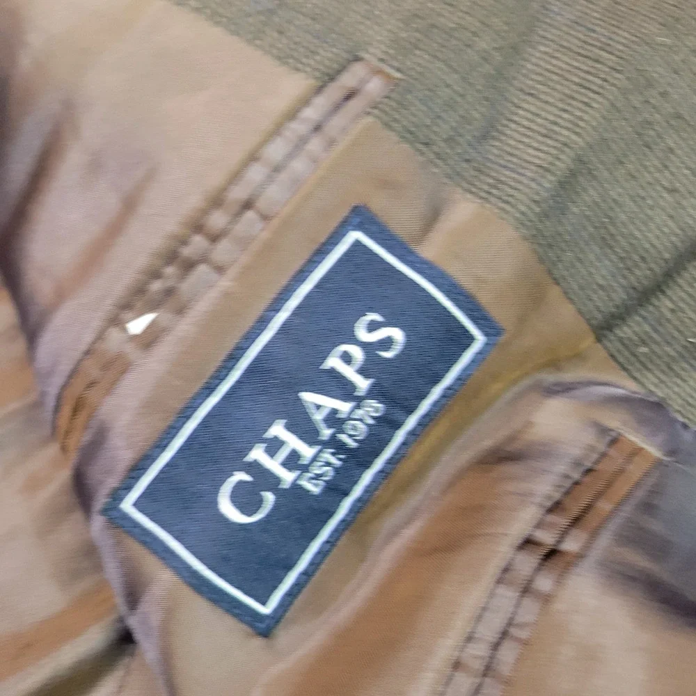 Chaps Blazer Mens 44R Brown Micro Check‎ Plaid 2 Button Sport Coat Professional